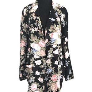 Vintage Poetcore Roses Cottagecore Feminine Oversized Blazer Rayon Pink